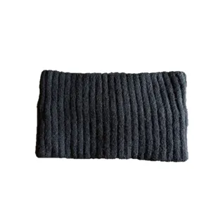 Black knitted headband for women, wide fleece warm winter hair band and ear warmer fashion.