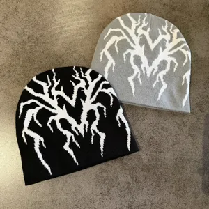 Bonnet en tricot unisexe avec motif jacquard toile d'araignée, bonnet chaud d'hiver.