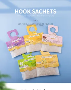 Hängende Duftsäckchen für Kleiderschrank und Schrank mit natürlichen Blumendüften und Haken.