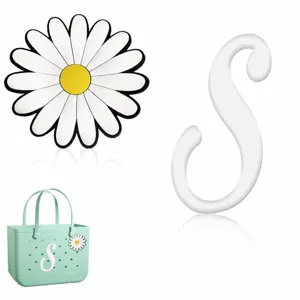 Accessoires de pendentifs lettre S et marguerite en EVA blanc pour sacs de plage DIY