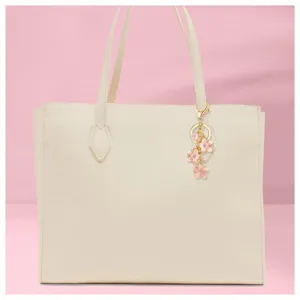 Eleganter rosa Kirschblüten Blumen Schlüsselanhänger mit Initialen Buchstabe A für Taschen