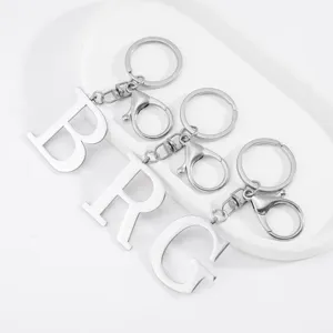 Stainless steel uppercase letter keychain alphabetical pendant bag charm couple name accessory