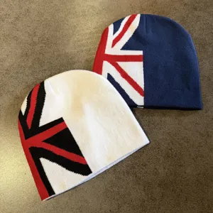 Union Jack gebreide muts, stijlvolle warme wintermuts voor heren en dames outdoor gebruik.
