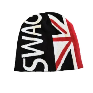Modieuze gebreide muts met Britse vlag en letters, warme wintermuts voor heren en dames.