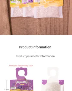 Hängendes Lavendel Duftsäckchen Detail mit Haken Abmessungen für den Kleiderschrank Fresh.