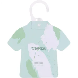 T-shirt shaped wardrobe air freshener sachet, long-lasting hanging aroma bag for home.