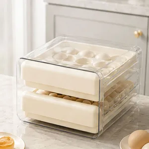 Double layer transparent egg storage box refrigerator drawer organizer container for kitchen