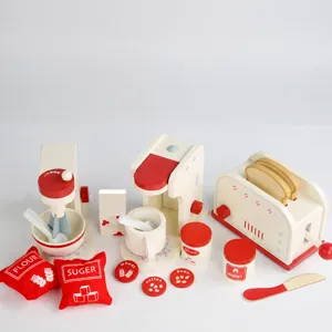 Set cucina giocattolo in legno con tostapane macchina caffè mixer giocattolo gioco bimbi