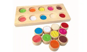 Hölzernes sensorisches Touch-Memory-Board, Montessori Tastsprachen-Lernspielzeug für Kinder