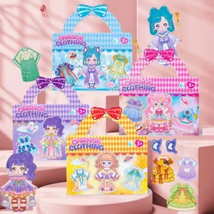 Livre D'Autocollants Magnétiques D'Habillage De Princesse De Dessin Animé Pour Enfants Jouet Éducatif De Puzzle Design De Sac À Main Portable Pour Filles