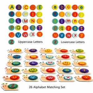 Wooden alphabet matching puzzle toy for kids, preschool learning 26 letters uppercase lowercase.