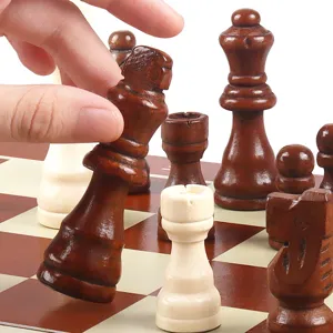 Wooden magnetic chess set international chess game classic puzzle board toy for kids adults
