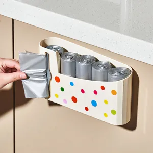 Caja de Almacenamiento para Bolsas de Basura Montada en la Pared Plástico Sin Perforación Soporte Dispensador Cocina Baño