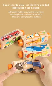 Bloques de rompecabezas giratorios 3D de madera para niños, juguetes educativos.