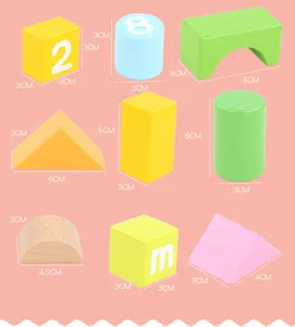 Educational wooden building blocks set for kids early learning shapes and numbers.