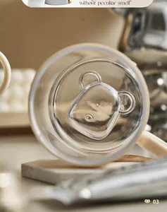 Gobelet de rince-bouche ours en plastique transparent mignon tasse de brosse à dents
