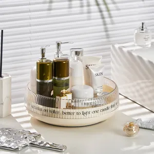 Clear rotating storage tray makeup organizer lazy susan for bathroom kitchen vanity desktop countertop