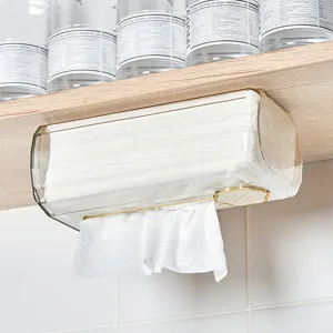 Wandmontierte Gesichtstuchbox Klarer Kunststoff Wasserdichter Aufbewahrungshalter Luxus Badezimmer WC Hängender Papierspender