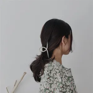 Eleganter Haarklammer Aus Legierung Für Damen Großer Metall Mond Kreuz Haarspange Mit Künstlicher Perle Und Strass Haarschmuck