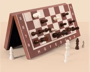 Wooden magnetic chess set folding board educational toy for kids and adults daily play strategy game