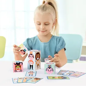 Juguete educativo de bloques de rompecabezas de madera para niños, set cognitivo 3D.