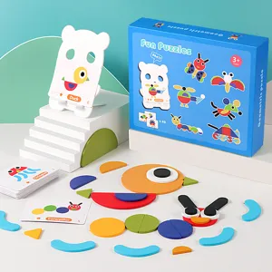 Montessori Jouet Éducatif en Bois Puzzle Amusant Jeu d'Association de Formes Géométriques Jouet d'Apprentissage Précoce Pour Enfants