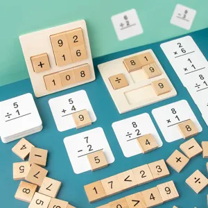 Kids Wooden Math Calculation Board Educational Puzzle Toy Early Learning Arithmetic Teaching Aids Numbers Blocks