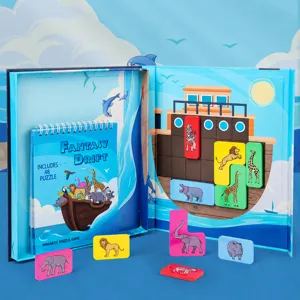 Kids magnetic puzzle game fantasy drift theme logic training educational toy with animal blocks