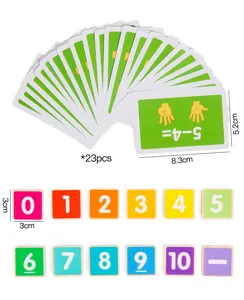 Children Montessori math learning cards set with number blocks and calculation game toys.