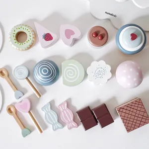 Nunukids set tè dessert in legno giocattolo cucina regalo per bambini e bambine