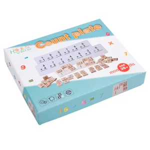 Children wooden math calculation count plate educational puzzle toy for early learning.