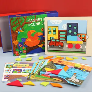 Creative magnetic scene puzzle tangram educational early learning toy gift box for children