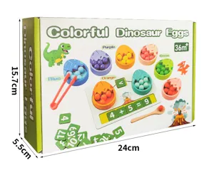 Kinder Holz Dinosaurier Ei Clip Perle Mathematik Sortierung Lernspielzeug Verpackung