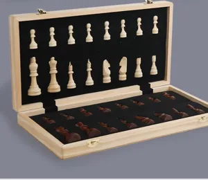 Wooden folding chess set magnetic international chess board game for kids and adults toys.