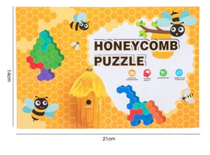 Jouet educatif puzzle nid d'abeille en bois pour enfants entrainement logique