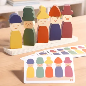 Jouet empilable en bois pour enfants Montessori education precoce couleur emotion bloc