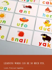 Children English learning flashcards alphabet words educational tabletop game toy for kids.