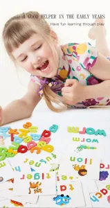 Children English alphabet learning cards and colorful wooden letters toy set for kids