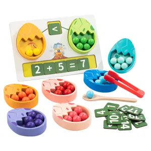 Holz Dinosaurier Ei Perlenklemmen Mathe Lernspielzeug Set für Kinder Farberkennung