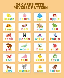 Kids English learning flashcards 24 pcs educational spelling toy early desktop game set.