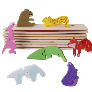 Wooden animal 3D puzzle toy set Montessori educational learning games for toddlers kids
