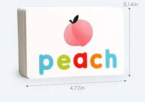 Children's English flashcards alphabet enlightenment spelling words detail view showing peach card.