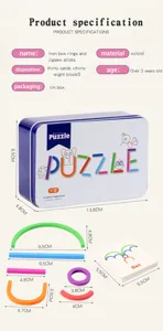 Detailed view of children's educational spelling toy set with iron box and alphabet cards.