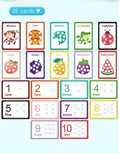 Children English learning cards educational toy set for kids vocabulary and numbers cognitive game