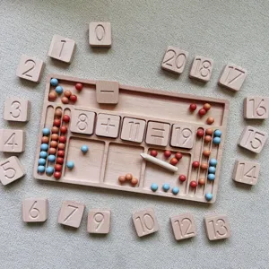 Wooden Montessori Educational Math Toy Number Counting Beads Blind Writing Board Early Learning Puzzle Toy for Kids