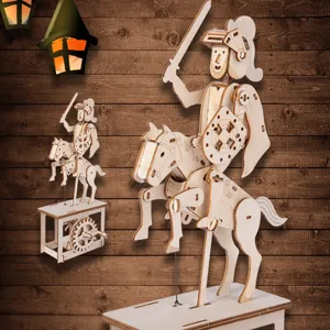 Wooden 3D Mechanical Puzzle DIY Model Toy Knight And Pegasus Building Kit Educational Creative Desktop Decor