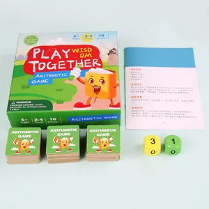 Holz Kinder Rechenspiel Lernspielzeug Set mit Karten und Würfeln für die Früherziehung