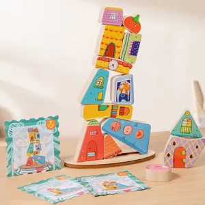 Blocchi di Impilamento di Bilanciamento in Legno per Bambini Particelle Grandi Colorate Gioco da Tavolo Giocattolo Educativo