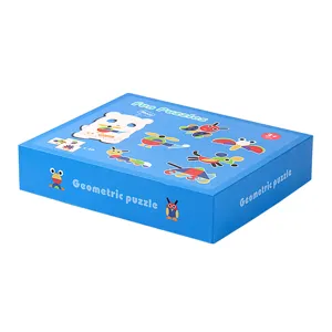 Ensemble de puzzle géométrique éducatif pour enfants boîte bleue pour motricité fine