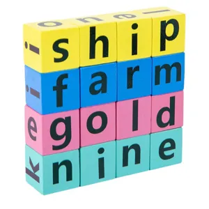 Wooden CVC phonics spelling block toy for kids alphabet learning and word recognition